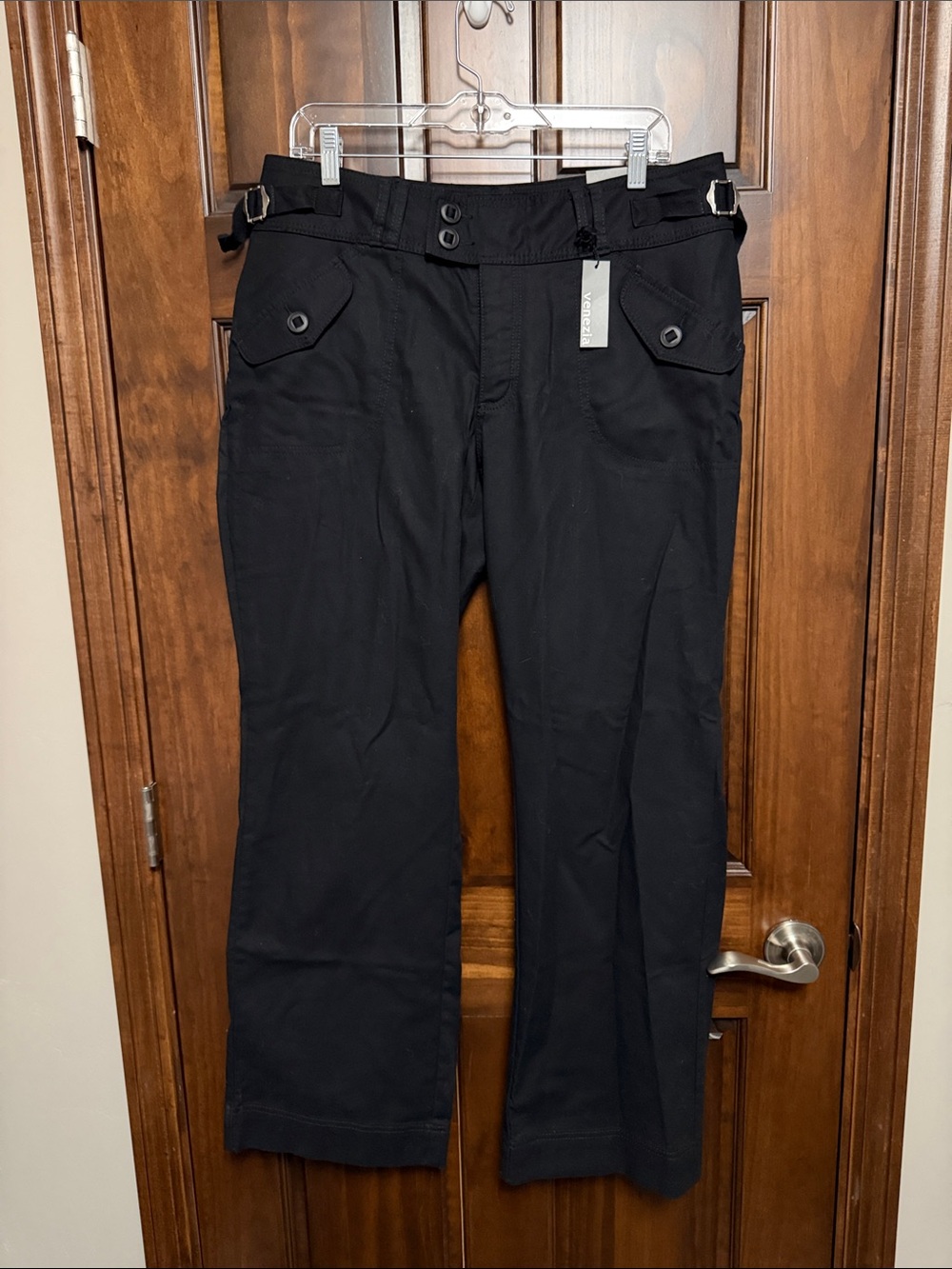 Venezia ( Lane Bryant) Black Women's Straight Cargo Trousers